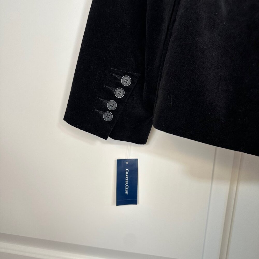 Charter Club Black Velvet Blazer Jacket 18 - NEW - Picture 12 of 16